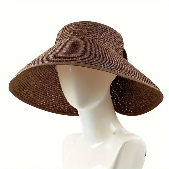 Boho wide band foldable packable staw hat - Picture 13 of 15